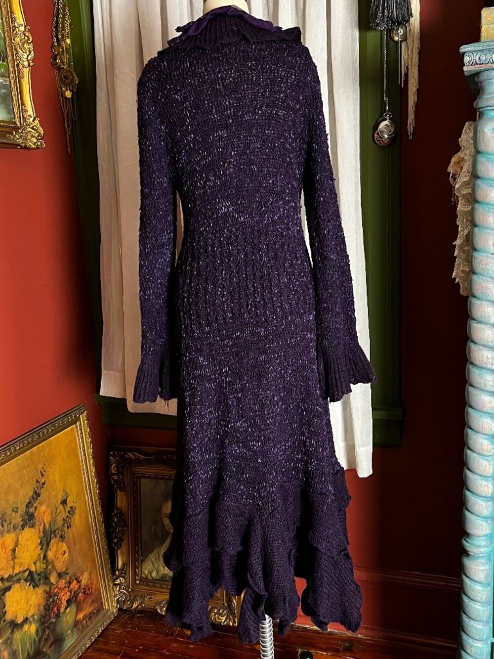 Purple Knit Ruffle duster - Picture 4 of 16